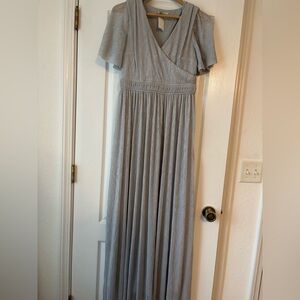 Elegant Light Silver Maxi Dress